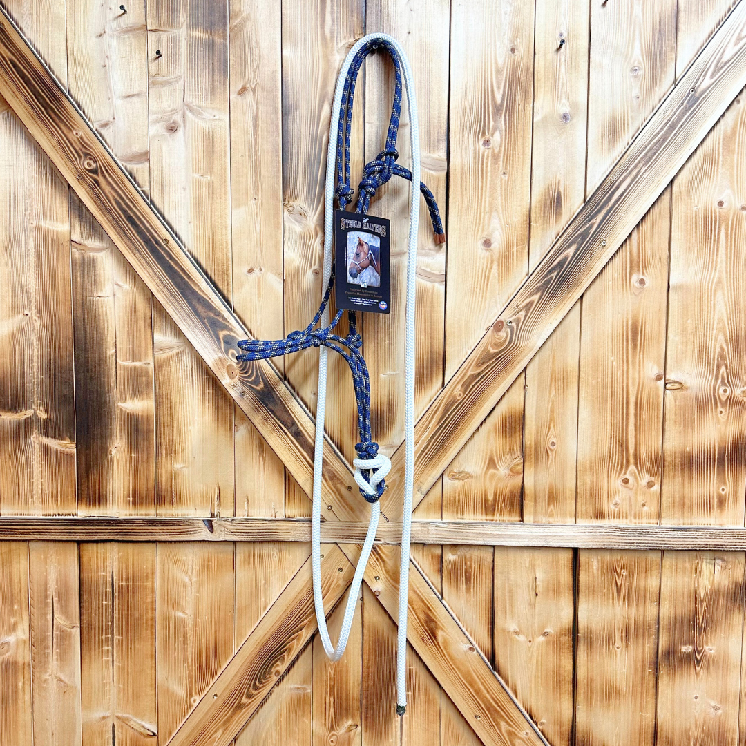 Steele Halter with Lead Rope - Navy/Tan