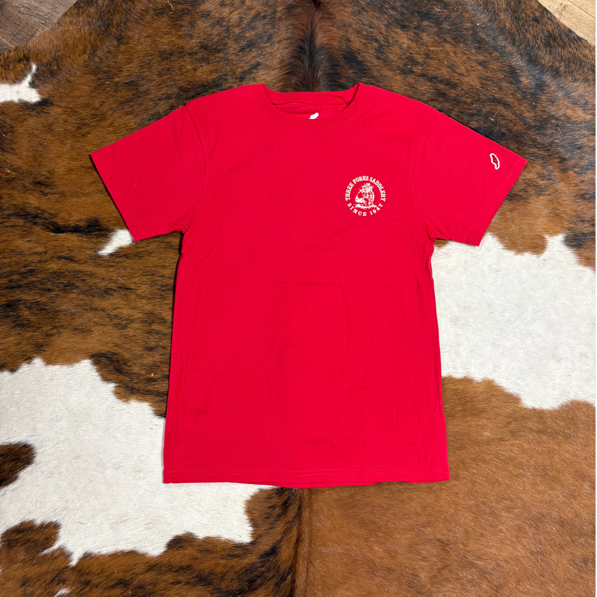 Three Forks Saddlery T-Shirt, Red