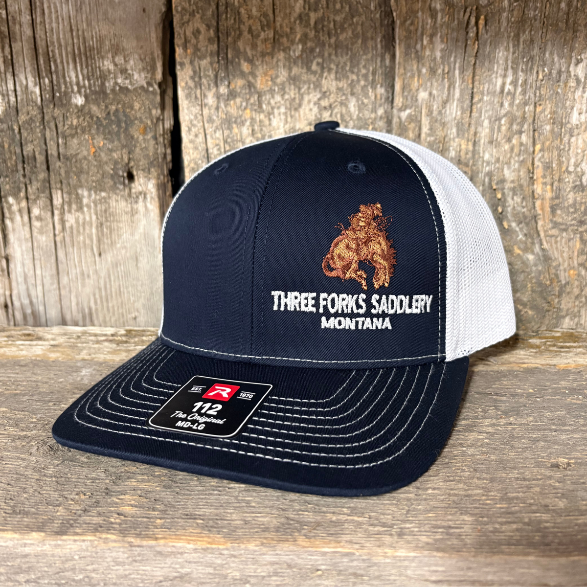 Three Forks Saddlery Richardson 112 Trucker Cap (Blue With White Mesh)