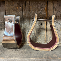 Latigo Lined Stainless Steel Stirrups - 3"