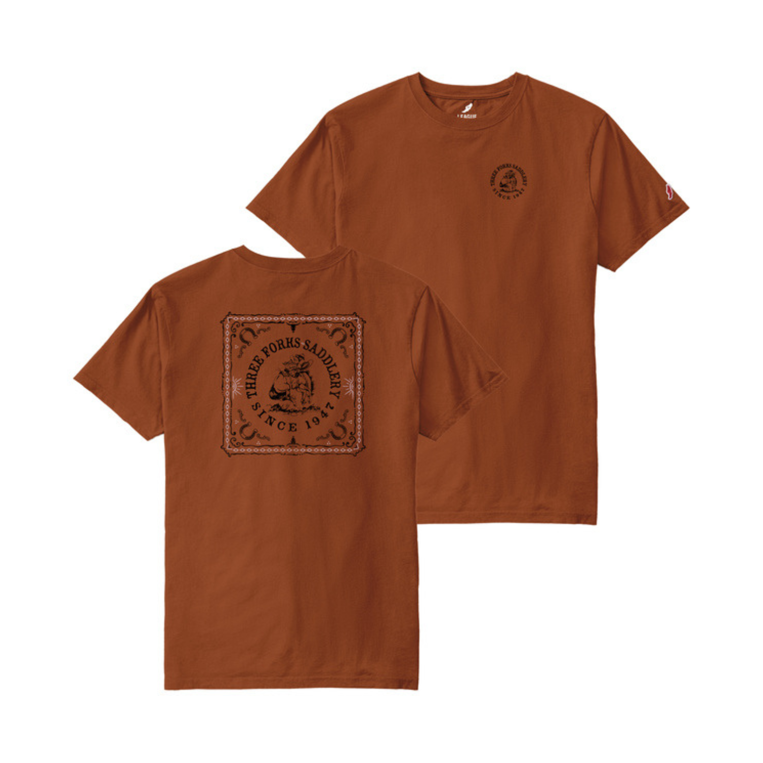 NFR Three Forks Saddlery T-Shirt, Acorn