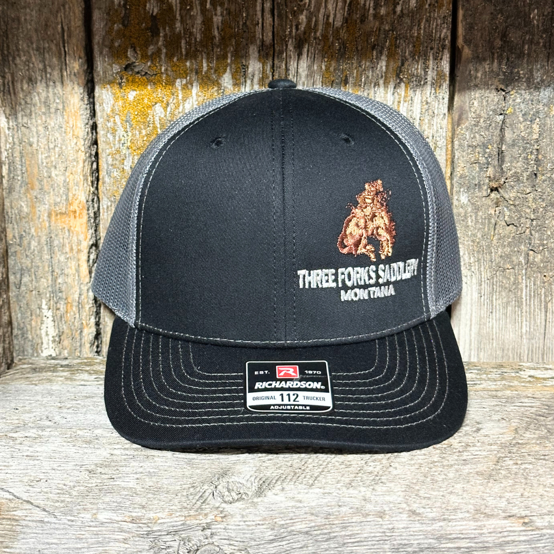 3 Forks Saddlery Richardson 112 Trucker Cap (Black with Gray Mesh)