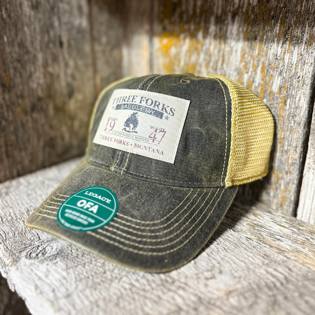 Three Forks Old Style Trucker Cap - Black with Mesh