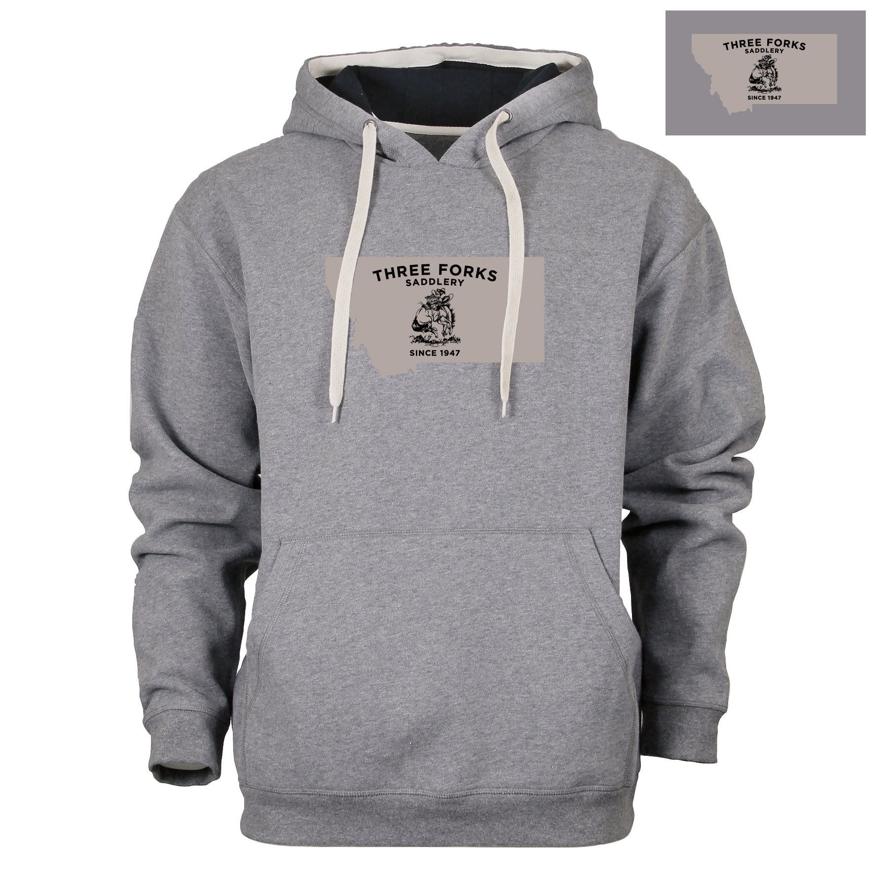Men's Sweatshirt MT Shape/Bucking Horse Design in Heather