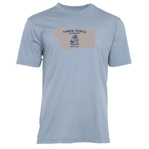 Men's T-Shirt MT Shape/Bucking Horse Design in Blue Fog
