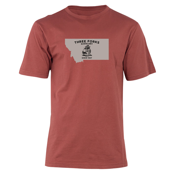 Men's T-Shirt MT Shape/Bucking Horse Design in Marsala